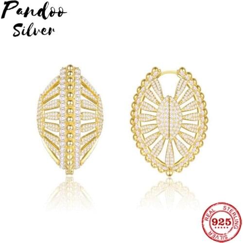 Pandoo Fashion Charm Sterling Silver Original 1:1 Copy,Yellow Silver La Belle Epoque Earring Luxury Jewelry Gift For Female
