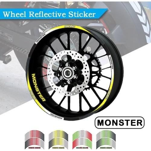 Motorcycle 12 Strips Sticker Decals Reflective Waterproof Wheel For Ducati MONSTER 695 696 795 796 797 821 1200 1200S 1100/S