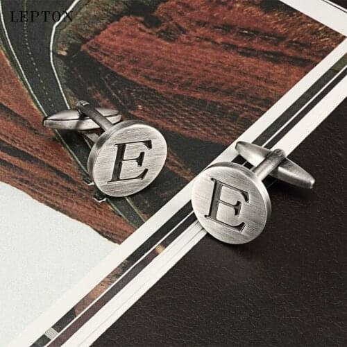 Hot Sale Letters E of an alphabet Cufflinks For Mens Antique Silver plated Round Letters E cuff links Men shirt cuffs Cufflinks