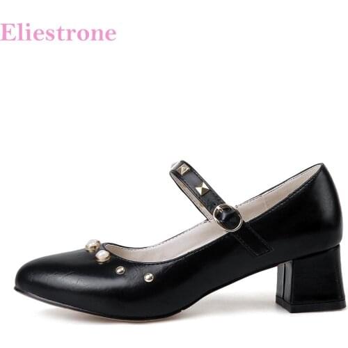 Brand New Sales Comfortable Green Apricot Women OL Pumps Med Square Heels Lady School Casual Shoes HS62 Plus Big Size 12 43 47