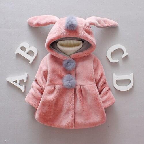 1-3Y Autumn Winter Baby Girls Coat Princess Coat Jacket Rabbit Ear Hoodie Casual Outerwear For Girl Infants Clothing