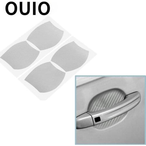 OUIO 1Set Car Door Handle Carbon Fiber Stickers Scratchproof Auto For BMW E60 E36 E46 E90 E39 E30 F30 F10 F20 X5 E53 E70 E87 E34