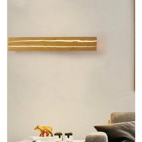 Rotatable Led Wall Lamp Rectangular Solid Wood Creative Crack Bedside Led Wall Light Bathroom Mirror Light Indoor Lighting