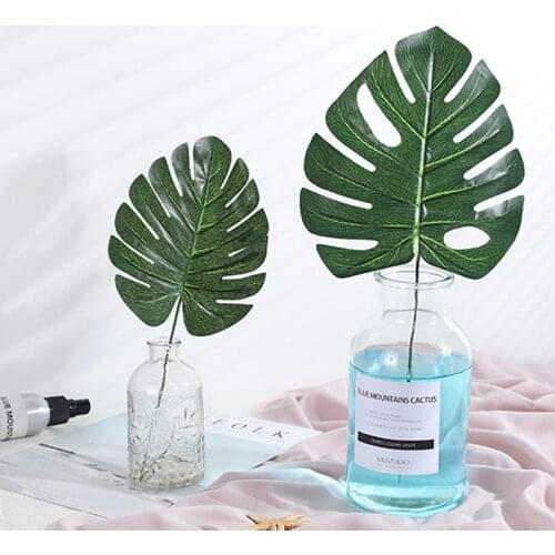 5/10pcs Artificial Plants Gold Green Turtle Leaf Scattered Tail Leaves Fake Plant Wedding Birthday Party Home Decor Palm Leaves