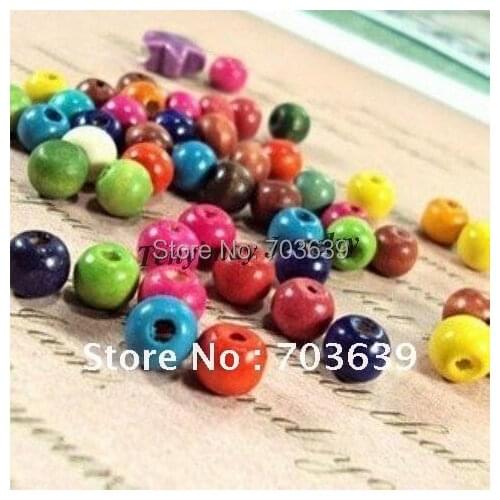 Mixed Color 6mm Round Wood Beads For Bracelet DIY Free Shipping
