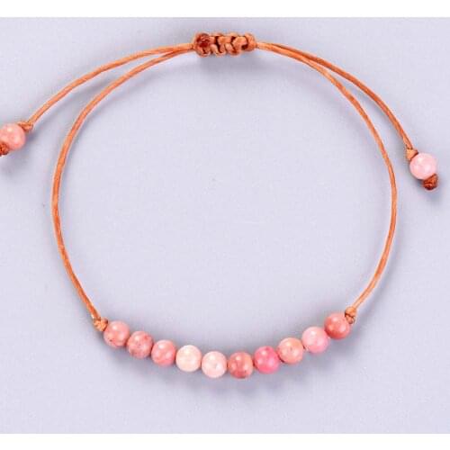 Handmade Boho Natural Stone Adjustable Bracelet Boho Bead Simple Bracelet String Strand Bracelet wholesale