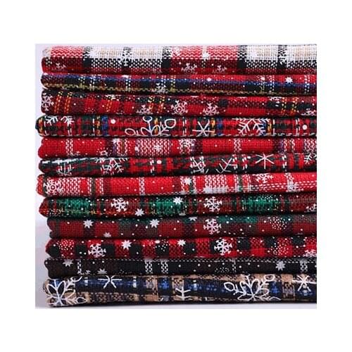 Christmas fabric polyester cotton Knitted cloth snowflake printing cashmere plaid fabric for Christmas decoration DIY dress