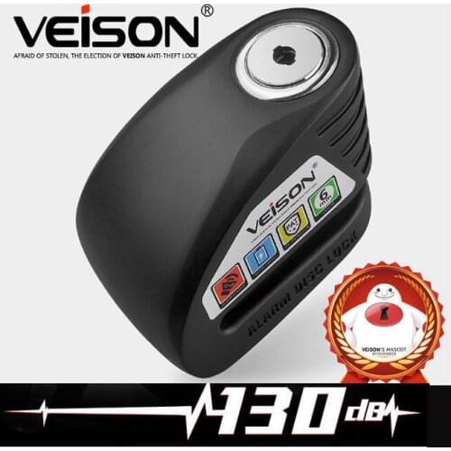 VEISON 130dB Motorcycle Alarm Bicycle Lock Motorcycle Bike Disc Lock Quad Lock Alloy Scooter Anti-theft Padlock Accessories