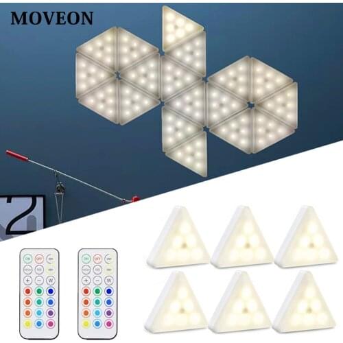 LED Night Light Under Cabinet Lamp RGB Touch Light Color Dimmable Triangle Puzzle Lamp Kitchen Wardrobe bedroom Wall Light