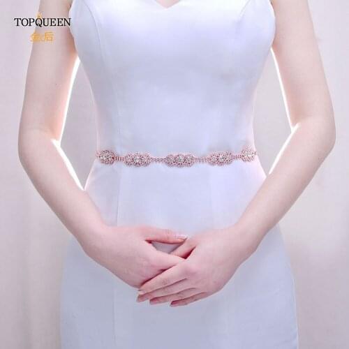 TOPQUEEN S215 Wedding Dress Belt Formal Sash Bridal Belt Alloy Bridal Wedding Sash Womans Belt Wedding Dress Accessories
