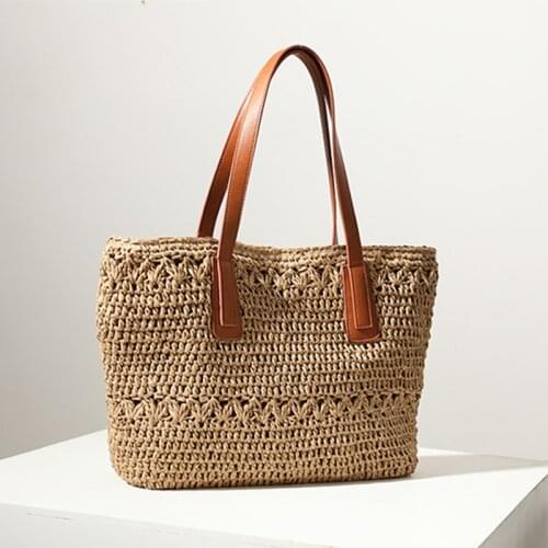 Bohemia Hollow-out Handwoven Tote Bags For Women Large Capacity Straw Women Shoulder Bag Summer Beach Woven Womens Handbag 2021
