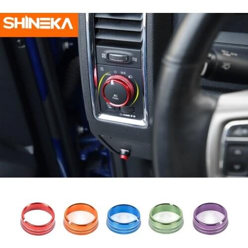 SHINEKA Interior Mouldings For Dodge RAM Car Headlight Switch Button Knob Decoration Ring Cover For Dodge RAM 1500 2010-2017