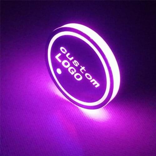 1 piece Led Logo Lamp Car Cup drink Holder With Car Logo OEM logo With Anime Cartoons USB Charging coaster
