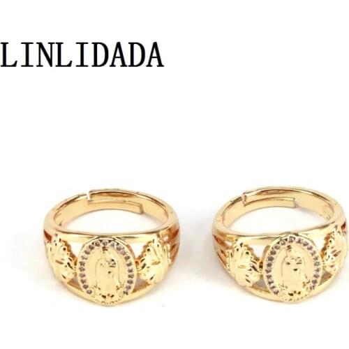 10Pcs New fashion pave shiny tiny crystal CZ gold religion ring for Women girl party jewelry gift