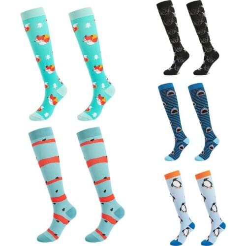 2021 new 5 pairs women compression tube stockings knee high socks for edema diabetes varicose veins running marathon travel