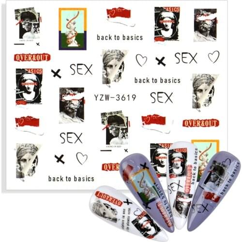 2021 Water Decal Nail Art Decorations Nail Sticker Watermark Tattoo Beauty David SEX Letter Decals Manicure Supplies Accessorie