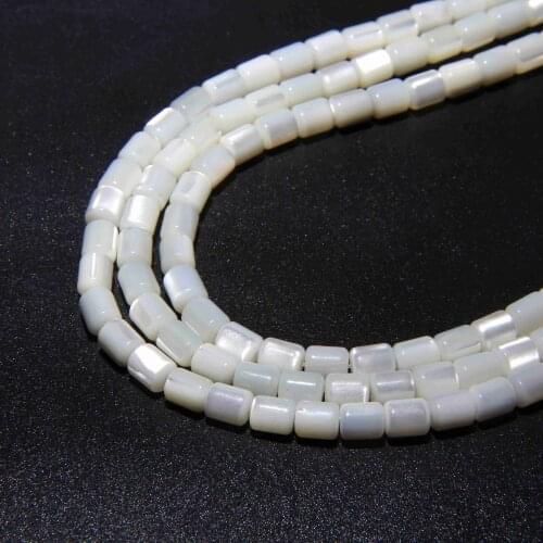 5*6mm White Natural Mother of Pearl Shell Beads Cylindrical Shape Pearl Shell Beads Jewelry Making 15" Approx 39CM Per Strand