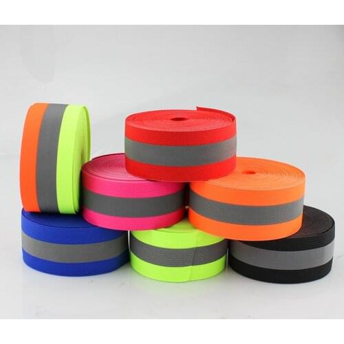 7 color for choose) 40mmx15mm x 1meter Reflective Elastic Tape Band Cord Belt Fabric