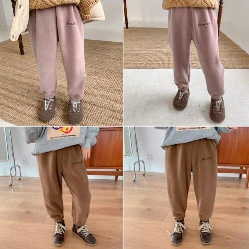 Pants Boys and Girls Casual Sports Pants Fleece-Lined Thermal Childrens Clothing Medium Childrens Lambswool Thickened