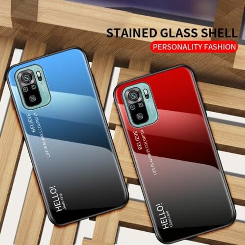 MAKAVO For Xiaomi Redmi Note 10 Case Cover Luxury Gradient Tempered Glass Phone Cases For Xiaomi Redmi Note 10s