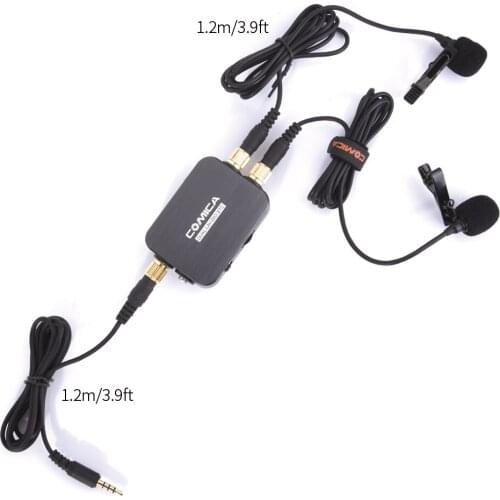 CoMica CVM-D03 STC Microphone Omni-directional Dual Head Lapel Detachable Clip-on Power Bank Charging for Smartphone/Computer