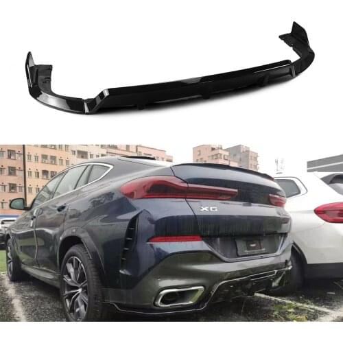 Car Rear Diffuser Bumper Lip For BMW X6 G06 2019 2020 2021 ABS Glossy Black Replacement Trunk Exhaust Lower Splitter Spoiler Kit