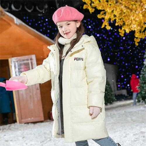 New Long down jacket for boys, girls and children hooded large childrens winter kids coat