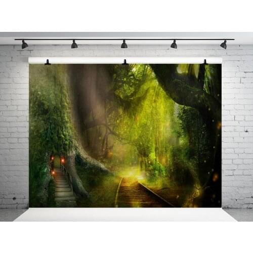 VinylBDS 10x10ft Green Forest Fantasy Photography Backdrop Photography Backdrops Cartoon Fairy Tale Children Photography