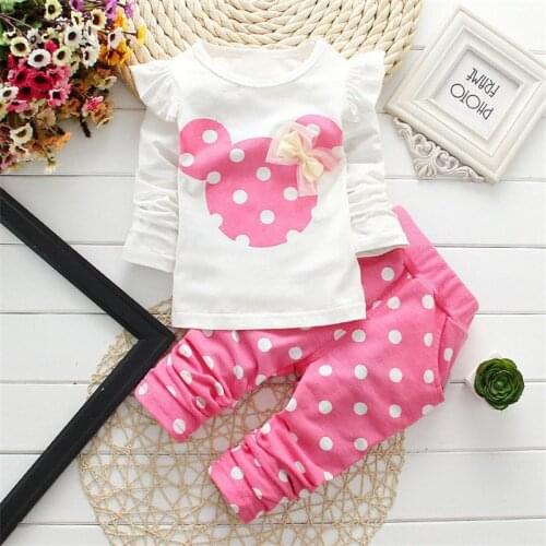 Baby Set Dot Long Sleeve Cotton For Baby Girl Clothes Baby Suits (Sport) Children Set T-Shirt+Pant Spring/Summer 3Colors