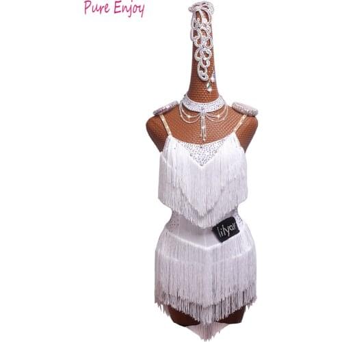 Latin Dance Dress fringe Salsa Costumes latin dress Charleston Flapper Great Gatsby Stage Dance Clothing Dresses