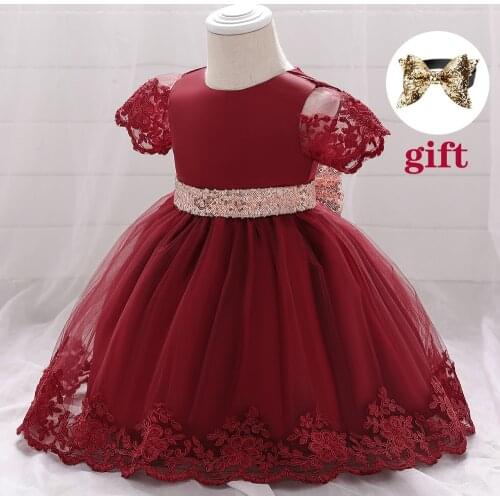 Summer 2020 Kids Dresses For Girls Wedding Flower Girl Princess Dress Children Clothes Dress+Heanband 2 pcs Dress 1 to 2 Years