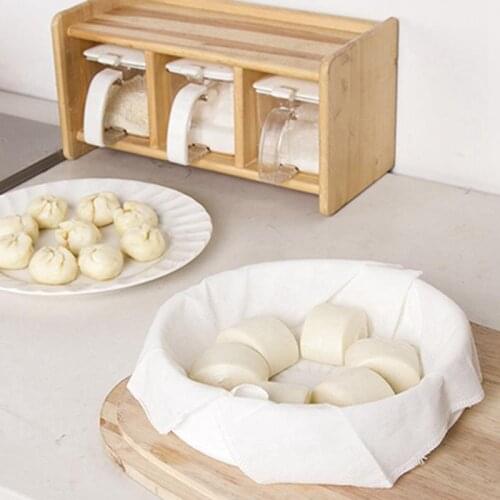 Reusable Natural Pure Cotton Bamboo Steamer Cloth Fabric Round Steamers Rack Gauze Pad Pastry Baozi Jiaozi Dumpling Kitchenware