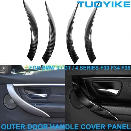 LHD RHD Carbon Fiber Car Inner Outer Door Pull Handle Panel Cover Trim For BMW 1/2/3/GT/4-Series F20 F22 F30 31 F32 F33 F34 F35