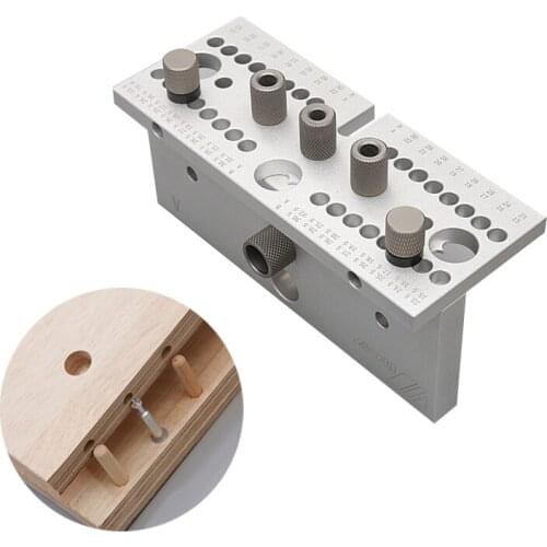 Woodworking Adjustable Drilling Guide Tenon Puncher Locator 3 In1 Dowelling Jig Aluminum 7/8/10/15mm Hole Punch Positioner Tools