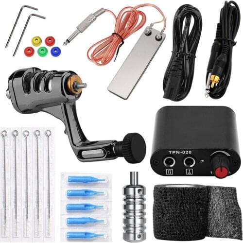 New Rotary Tattoo Machine Set For Shader Liner Quite Motor Tattoo Powe Supply Gun Needles Accesories Supplies Permanent Makeup