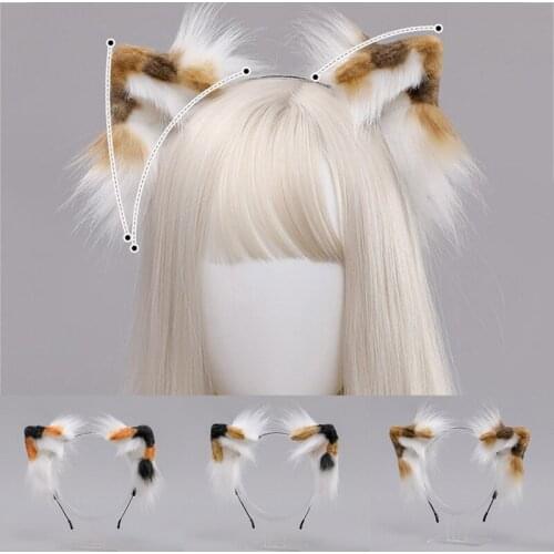 Anime Lolita Hand Made Fox Wolves Beast Ear Hair Hoop Headwear Hairbands Cat Tails Cosplay Costume Headband Props Anime Cosplay