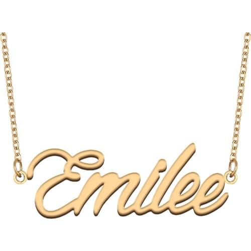 Emilee Name Necklace for Women Stainless Steel Jewelry 18k Gold Plated Nameplate Pendant Femme Mother Girlfriend Gift