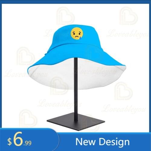 Kids Cotton Blue Bucket Hats Summer Face Expression Sun Cap Spring Baby Boys Girls Outdoor Beach Fisherman Hat