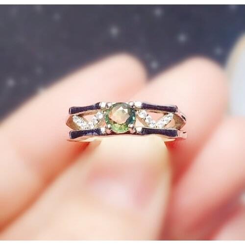 Natural real sapphire round small ring 925 sterling silver 5*5mm 0.65ct gemstone Per jewelry Fine jewelry X215115