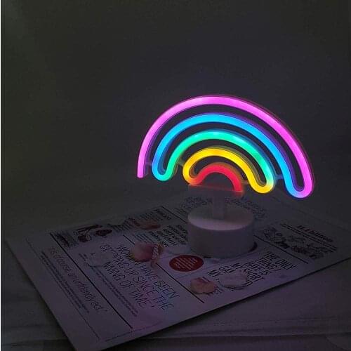 Rainbow Neon Sign Battery or USB Powered LED Neon Light for Party Home Table Desk Decoration Light Christmas Light and Kids Gift