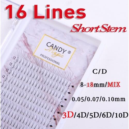Candy Magic 16lines Premade Russian Volume Fans 2D/3D/4D/5D/6D Eyelashes Short Stem Lash Pre made Eyelash Extensions Supplies