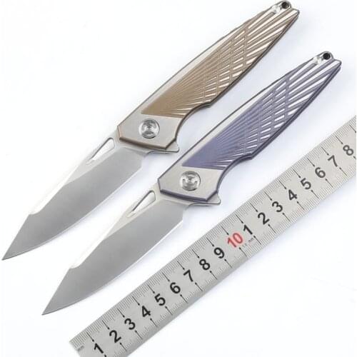 MIKER folding Survival knife M390 blade TC4 Titanium handle Pocket knife CNC Utility camping hunting EDC tool kitchen knives