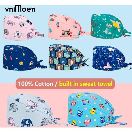 Scrub hat Unisex Pet grooming work hat printing Cap Health services cap accessories medici infermiera work cap new Skull cap