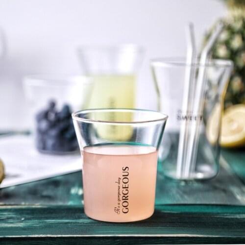 MUZITY Glass Mug Transparent Juice or Milk Mug Sepcial Design DIY Small Mug Drinkware