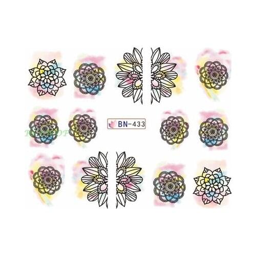 Water sticker for nail art decoration slider watercolor dreamcatcher mandala ink design decal lacquer accessoires