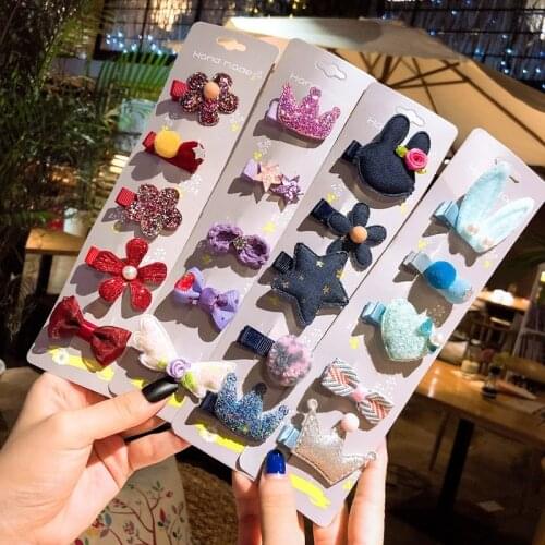 5pcs/set Cute Star Hair pins Childrens Flower Clip Infant Baby Bow Hairpin Headdress for Girls Birthday Gifts Princess Headwear