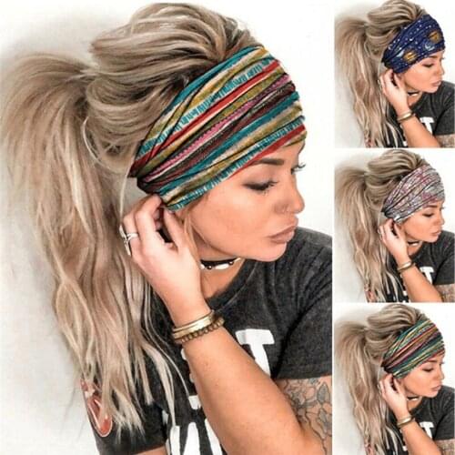 Women Print Soft Elastic Wide Stretch Gym Fitness Hair Band Fashion Sport Hairbands 2021 Running Hair Accessories