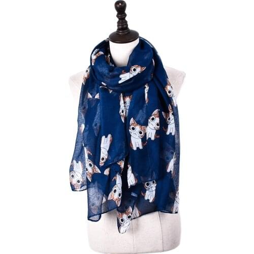 Female Mini Chis Sweet Home Cat Printed Scarf Cute Carton Figure Chi Cat Blanket Stole Wrap Cute Anime Scarves And Shawls YG302