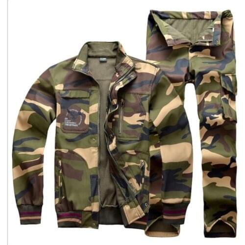Winter Military Uniform Workwear Suit mens thickened fleece cotton wear-resistant warm camouflage Hunting training Jacket pant