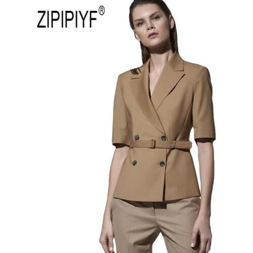 ZIPIPIYF Women's Double-breasted Blazers